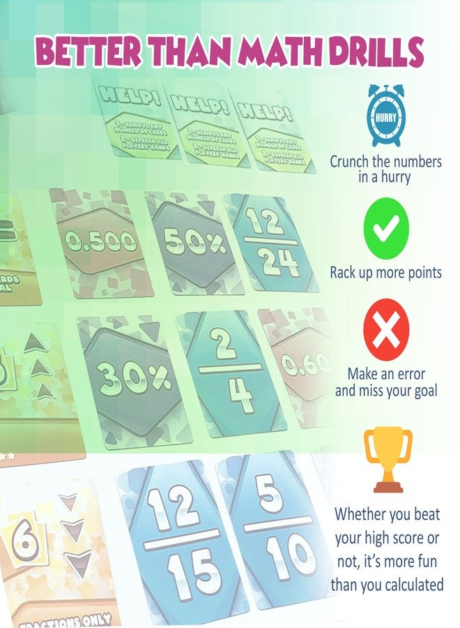 Genius Games لعبة Math Rush 3: الكسور والأعداد العشرية والنسب المئوية - لعبة بطاقات تعليمية رياضية تعاونية تعتمد على الوقت للأطفال والطلاب والعائلات | لعبة STEM ممتعة وجذابة لحصص الرياضيات أو ليلة ألعاب عائلية - Image 5